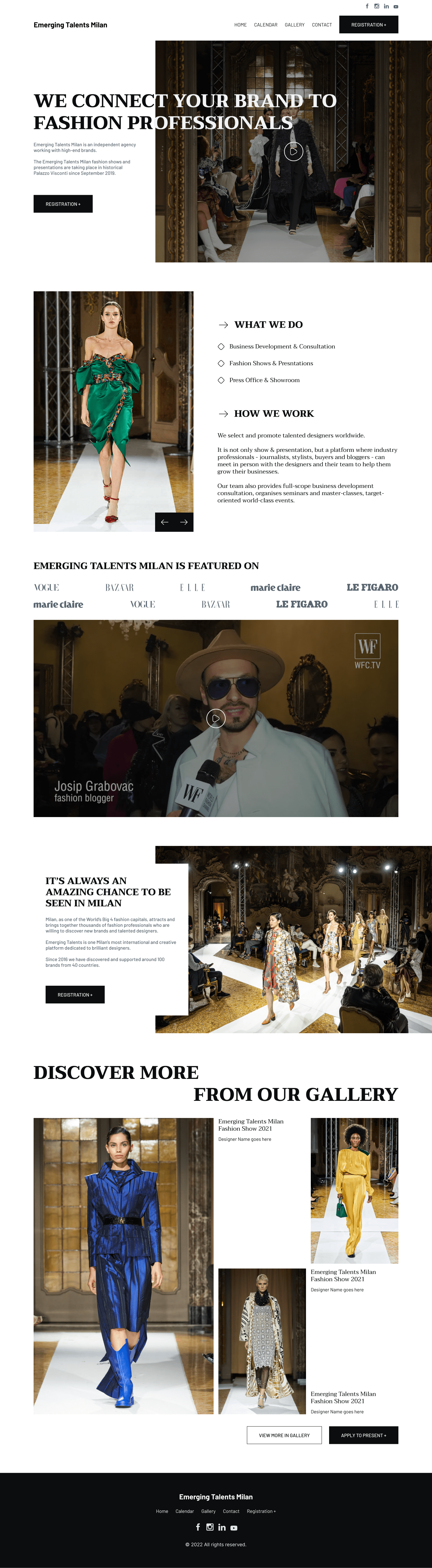 Emerging Talents Milan fashion consultancy agnecy website re-design