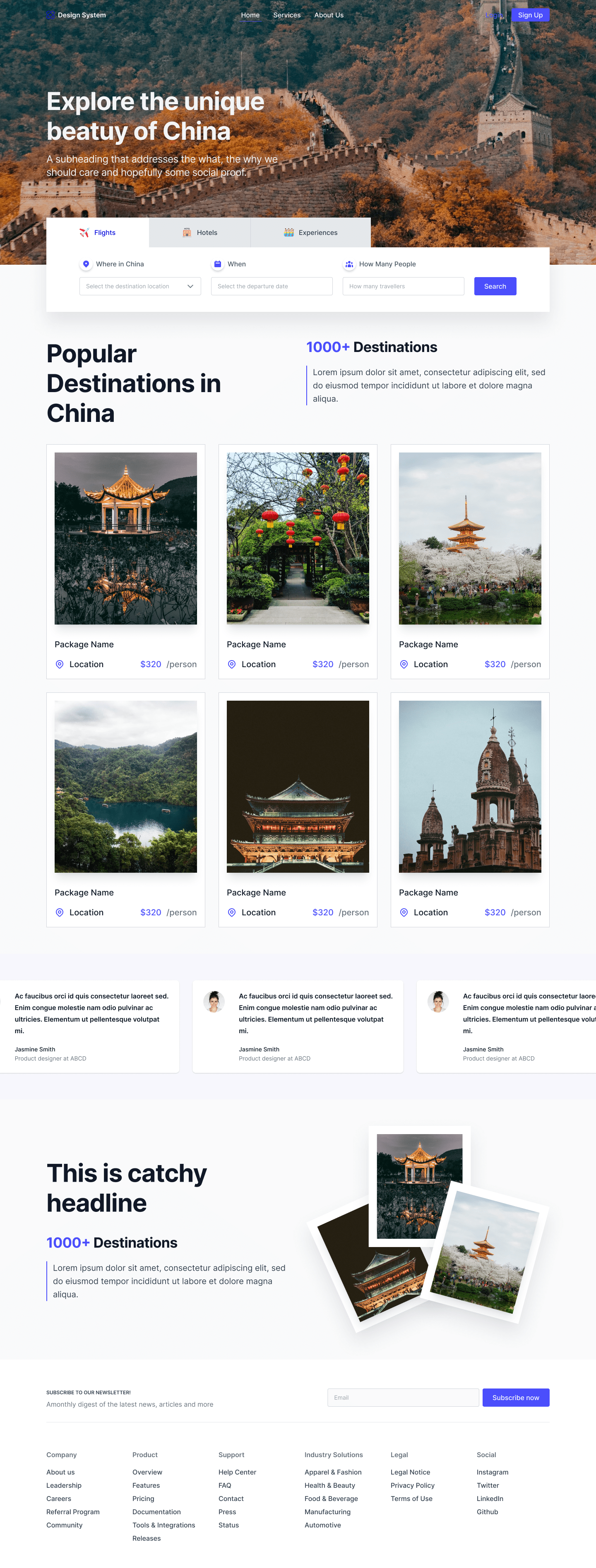 Explore China website landing page design